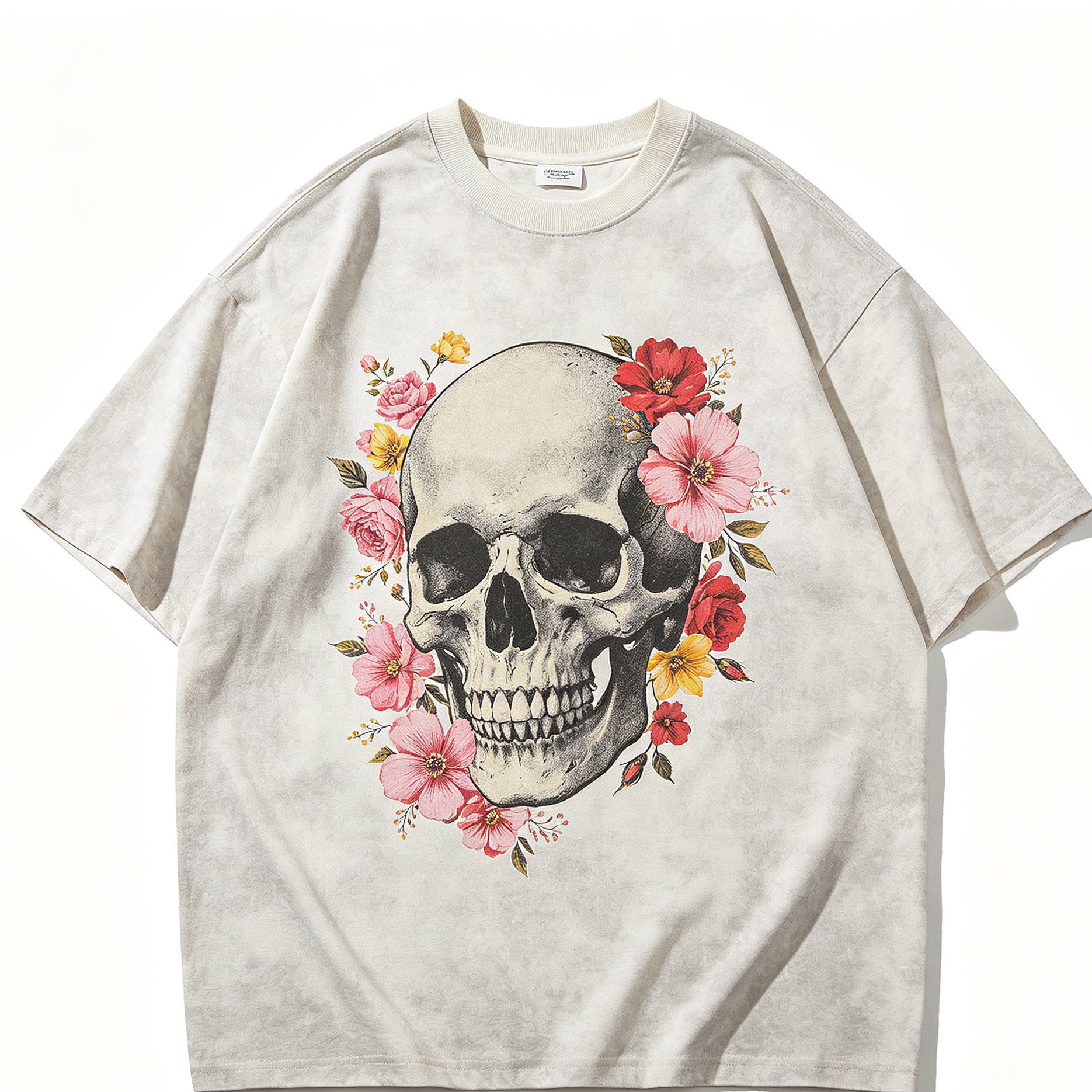 Oversized skull flower t-shirt